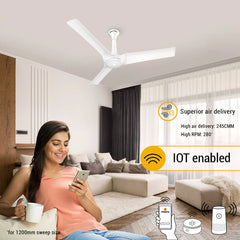 Atomberg Aris 48" Silent Energy Efficient BLDC Motor With Smart IoT and IR Remote Ceiling Fan (Marble White) AT-127