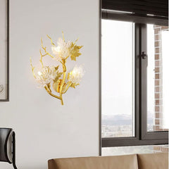 Qulik P6046 Nordic Style Pendant Light - 3-lights Maple Leaf Sconce Metal Aluminum Fixture with Glass Shade