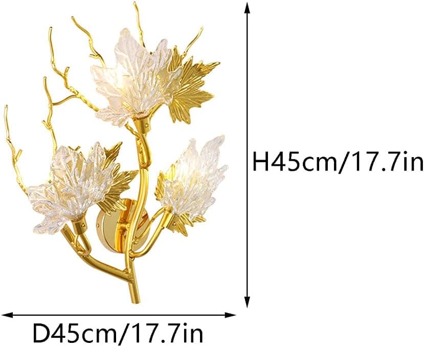 Qulik P6046 Nordic Style Pendant Light - 3-lights Maple Leaf Sconce Metal Aluminum Fixture with Glass Shade