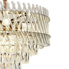 Qulik QL-5516-600 Gold Semi-Flush Mount Ceiling Light - Modern Opulence, Stainless Steel, Crystal, 2-Year Warranty. Elevate your space with this luxurious and modern semi-flush mount ceiling light.