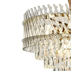 Qulik QL-5516-600 Gold Semi-Flush Mount Ceiling Light - Modern Opulence, Stainless Steel, Crystal, 2-Year Warranty. Elevate your space with this luxurious and modern semi-flush mount ceiling light.