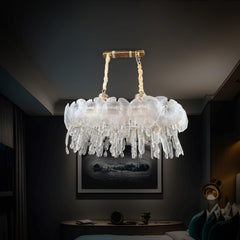 Qulik Modern Luxury Chandelier with Clear Crystal Shades and Adjustable Hanging Length (QL-55107-800-350)