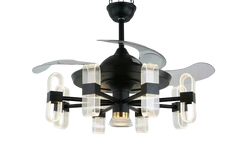 Qulik Q-6061 48-Inch Modern Chandelier Ceiling Fan with LED Light in Black