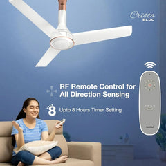 Havells Crista BLDC - 1200mm Dust Resistant coating Remote control Ceiling Fan (Pearl White) H-296