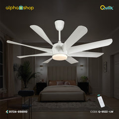 Qulik Helix UL 60"- Modern Decorative Silent ABS Blade Under light with Remote Ceiling Fan (White) Q-6522-W