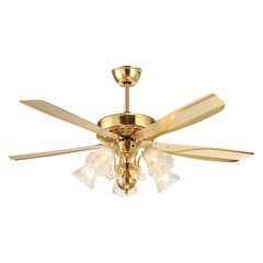 Qulik 52" European Style Ceiling Fan - Q-8118-NG. Elegant Green Bronze finish with glass flower design, pure copper movement, LED lighting, and remote control. Perfect for living rooms, bedrooms, and dining areas.