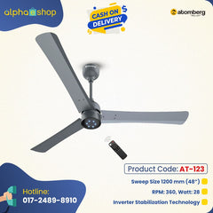 Atomberg Renesa+ 48" 35W BLDC motor Energy Saving Anti-Dust Speed Indicator Light  Ceiling Fan with Remote Control (Sand Grey) AT-123