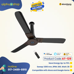 Atomberg Studio Smart+ 48" 28 Watt BLDC motor Energy Saving Anti-Dust Speed Indicator Light  Ceiling Fan with Remote Control ( Earth Brown) AT-129