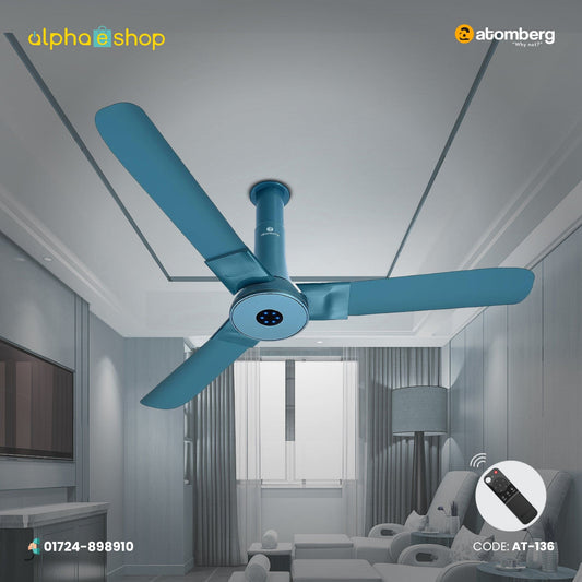 Atomberg Studio+ 48" 35W BLDC motor Energy Saving Anti-Dust Speed Indicator Light Ceiling Fan with Remote Control(Aegean Blue ) AT-136