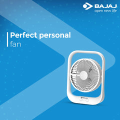 BAJAJ Pygmy Personal Rechargeable Desk Fan with LED Light (White) B-110