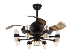 Breezelux Alpha 48"  Elegant Modern Retractable Luxury Decorative Silent Underlight Invisible Blade Chandelier with Remote Ceiling Fan  (Black & Coffee) BL-2512