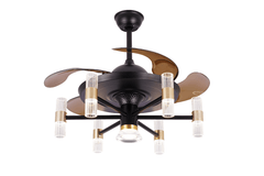 Breezelux Alpha 48" Elegant Modern Retractable Luxury Decorative Silent Underlight Invisible Blade Chandelier with Remote Ceiling Fan (Black & Coffee) BL-2519