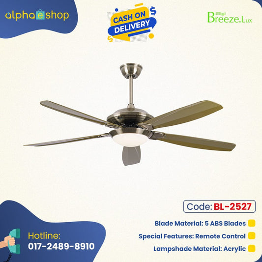 Breezelux Alpha 56" Modern Decorative Silent  ABS Blade Underlight with Remote Ceiling Fan (Antique Bronze) BL-2527