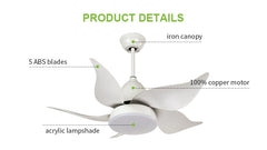 Breezelux Alpha 36" Modern Decorative Silent ABS Blade Underlight with Remote Ceiling Fan (White) BL-2066-WH