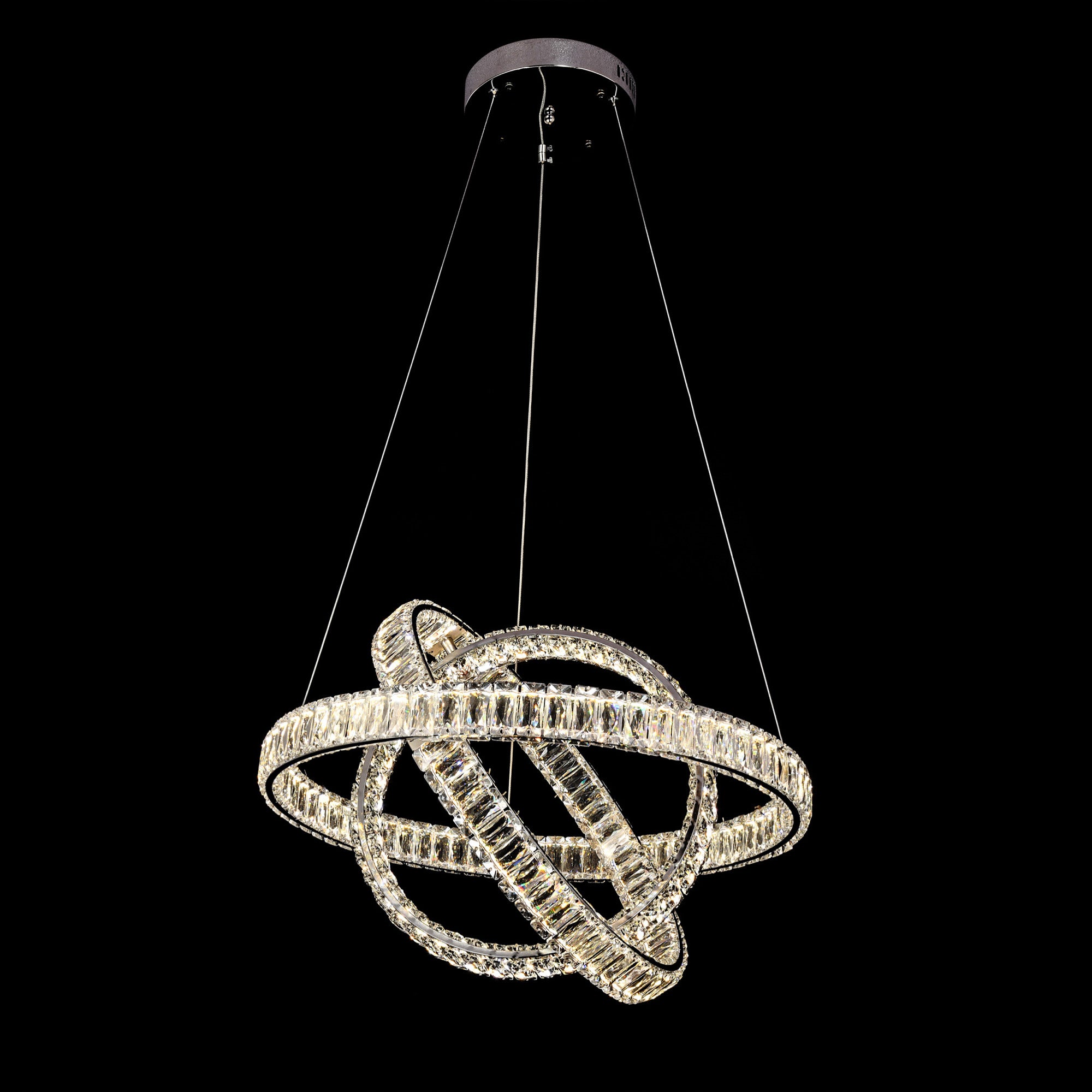 Qulik Orbital 3 Ring Luxury LED Crystal Chandelier Pendant Light