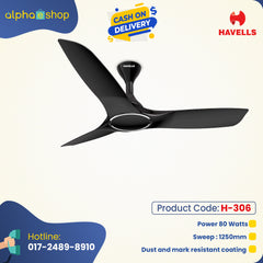 Havells Stealth Air 50"- Ceiling Fan (Metallic Black) H-306