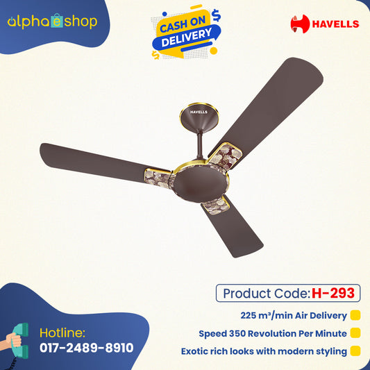 Havells ENTICER ART - ES Flora  Nature Series 56 Inch Ceiling Fan (Espresso Brown) H-293