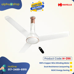 Havells Crista BLDC - 1200mm Dust Resistant coating Remote control Ceiling Fan (Pearl White) H-296