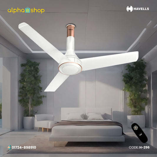 Havells Crista BLDC - 1200mm Dust Resistant coating Remote control Ceiling Fan (Pearl White) H-296