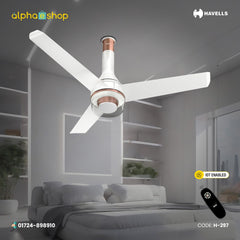 Havells Crista UL - 1200mm Dust Resistant IOT Enable Remote control BLDC Inverter Ceiling Fan (Pearl White) H-297