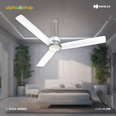 Havells Elio Prime BLDC - 1200mm 100% Copper BLDC RF Remote four mode Ceiling Fan (Mist-Pearl White) H-299