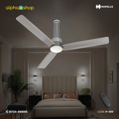 Havells Elio Prime BLDC - 1200mm 100% Copper BLDC RF Remote four mode Ceiling Fan (Slate Mist) H-300