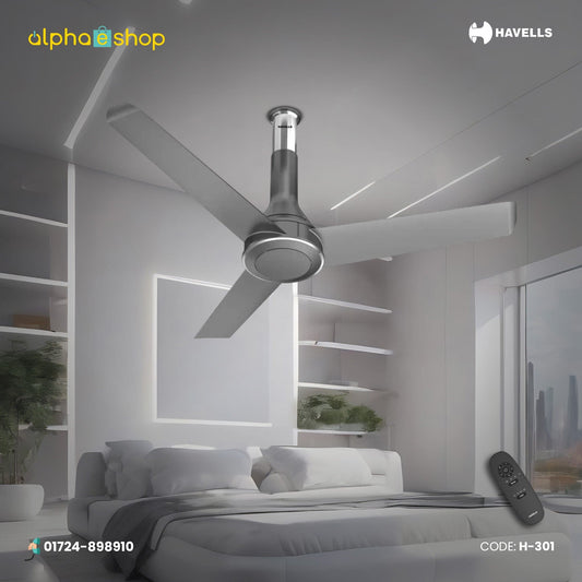 Havells Crista BLDC - 1200mm Dust Resistant coating Remote control Ceiling Fan (Slate Chrome) H-301