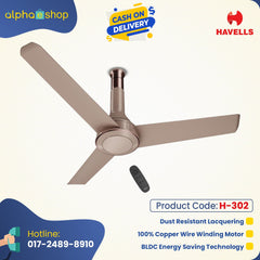 Havells Crista BLDC - 1200mm Dust Resistant Remote control Ceiling Fan (Champagne Cola) H-302