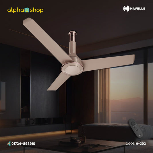 Havells Crista BLDC - 1200mm Dust Resistant Remote control Ceiling Fan (Champagne Cola) H-302