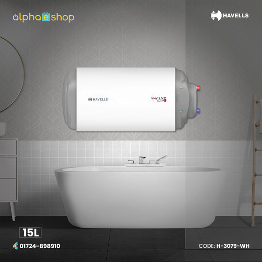 Havells Monza Slim I Right Side Storage Water Heater (Geyser) 15 Litter (H-3079-WH)