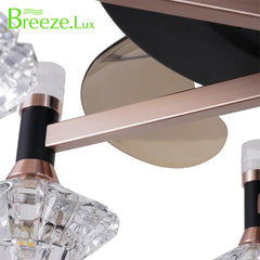 Breezelux 48" Elegant Modern Retractable Luxury Decorative Silent Underlight Invisible Blade Chandelier with Remote Ceiling Fan (Black & Coffee) BL-2521