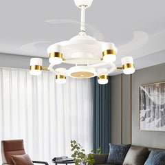 Qulik Q-6073-W 48-Inch Modern Chandelier Ceiling Fan with LED Light in White