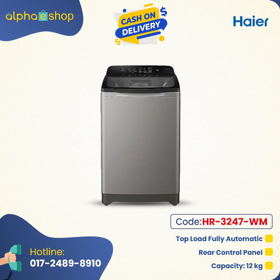 Haier 12kg Top Load Automatic Washing Machine (Brown Grey) HR-3247-WM