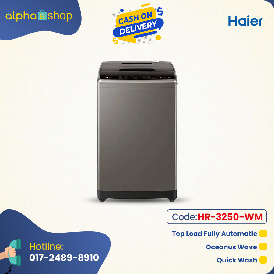 Haier 7kg Top Load Automatic Washing Machine (Grey) HR-3250-WM