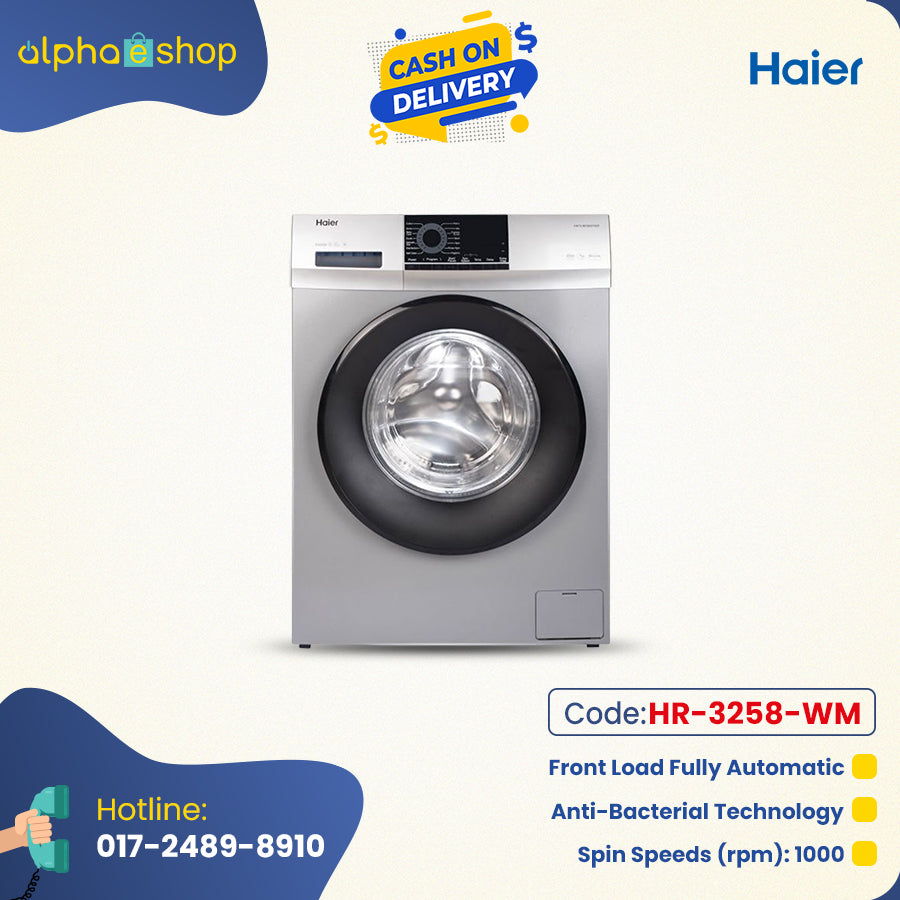 Haier 7 KG Front Loading Washing Machine (Grey) HR-3258-WM