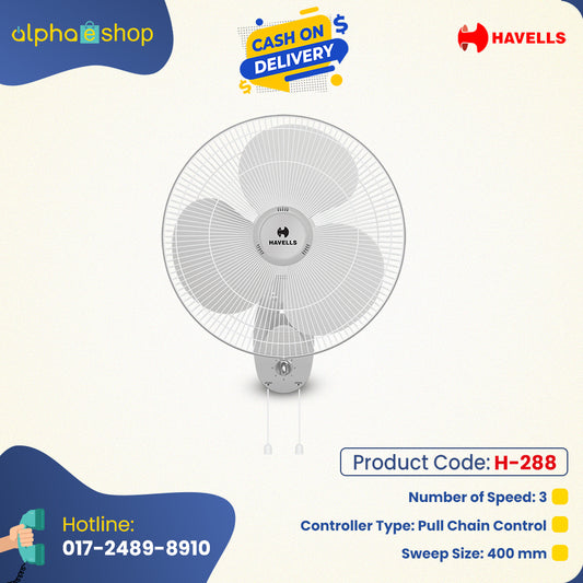 Havells Sameera 16" High Air Delivery wall Fan (White) H-288