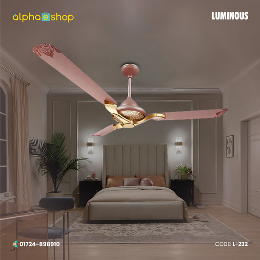 Luminous Jaipur Mahal 52 Inch 3 Blade Decorative Energy Saving Ceiling Fan (Rose Gold) L-232