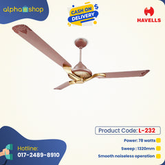 Luminous Jaipur Mahal 52 Inch 3 Blade Decorative Energy Saving Ceiling Fan (Rose Gold) L-232