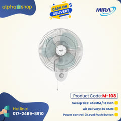 Mira 18" Wall Fan M-1831 (White) M-108