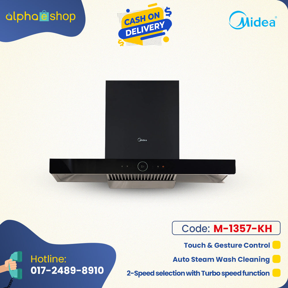 Midea Cooker Hood 36" Steam Wash 90J63 (Black) M-1357-KH