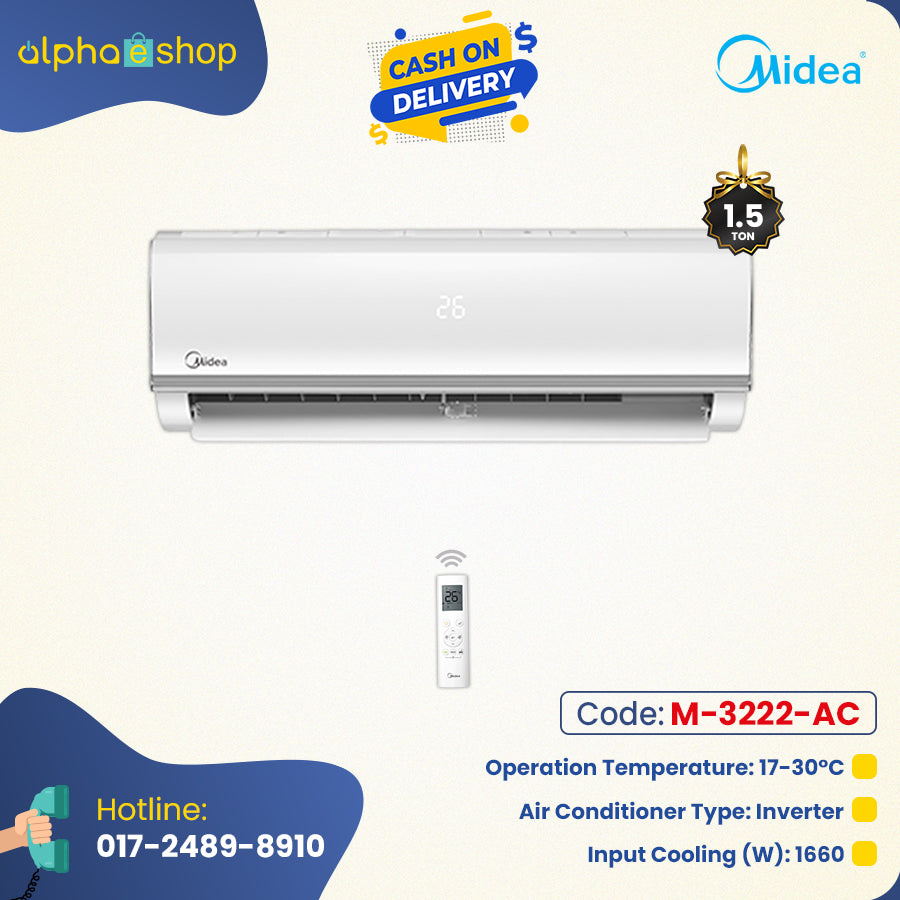 Midea Cooling MSI-18CRN - 1.5 Ton Inverter AC (White) M-3222-AC