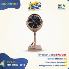 PAK Louver 14" Noiseless Remote Control Stand Fan (Golden) PAK-236