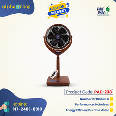 PAK Louver 14" Noiseless Remote Control Stand Fan (Wooden) PAK-238