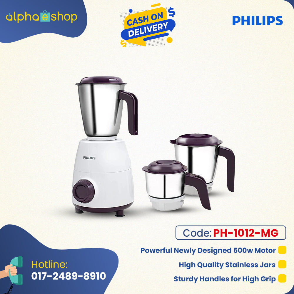 Philips HL7505 Daily Collection Mixer Grinder 500 W (White and Purple) PH-1012-MG