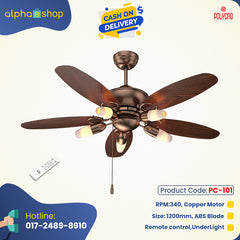 Polycab Superia SP02 48"  Designer Remote Control BLDC Underlight Ceiling Fan (Antique Copper Rosewood)  PC-101