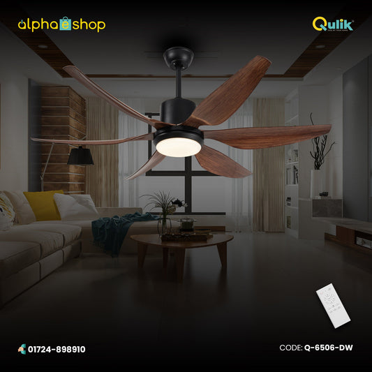 Qulik Silex 54"- Modern Decorative Silent ABS Blade Under light with Remote Ceiling Fan (Dark Wood Grain) Q-6506-DW