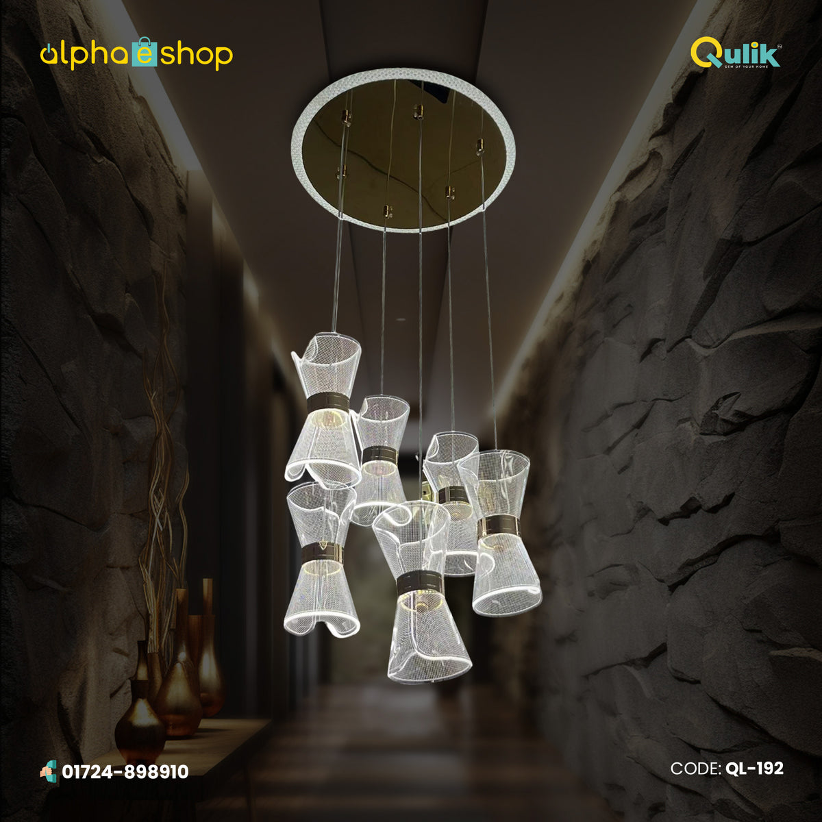 Qulik Contemporary Cluster Pendant Chandelier With Hanging Pendant Lights (QL-192)