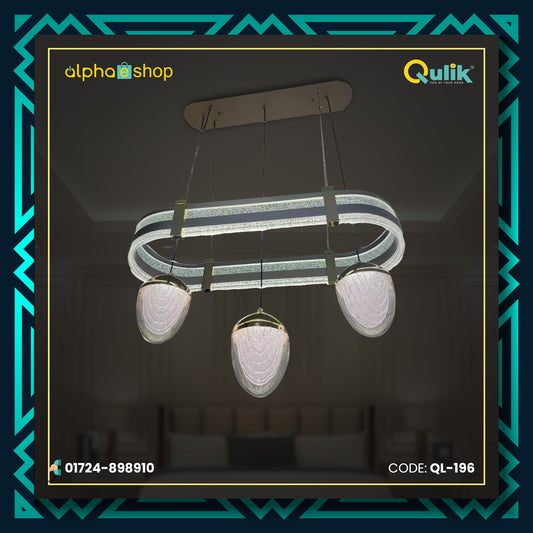 Qulik Contemporary Oval Frame Chandelier With Hanging Pendant Lights (QL-196)