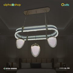 Qulik Contemporary Oval Frame Chandelier With Hanging Pendant Lights (QL-196)