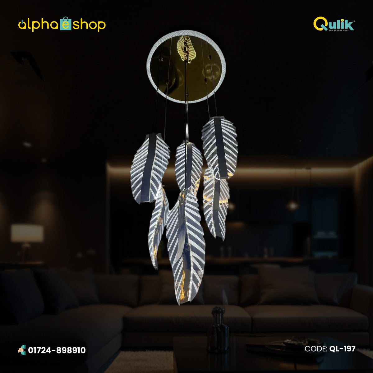 Qulik Modern Leaf Crystal Dropping Hanging Light (QL-197)